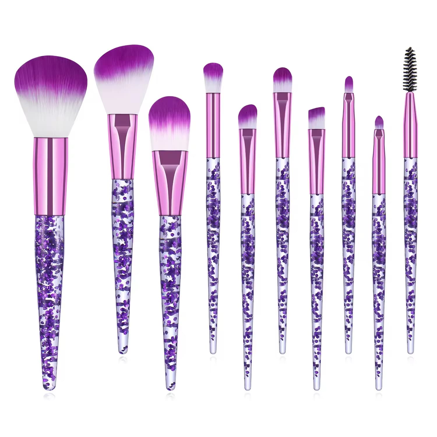 Makeup Brush Set Vegan with a Beautiful Cosmetic Bag 10 Pcs Bling Makeup Brushes Manufacturer Oem Synthetic Hair Foundation