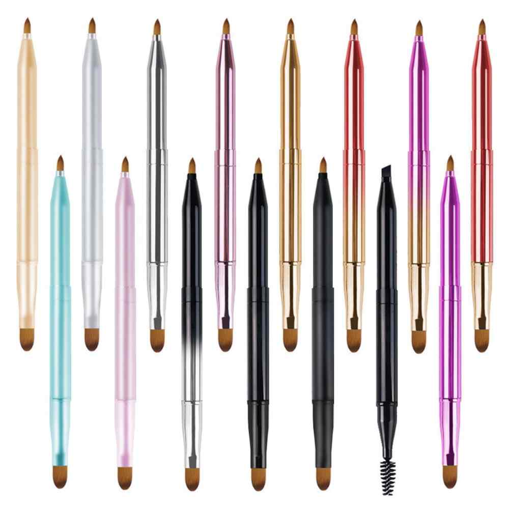 Professional Double Sided Lip Scrub Brush Retractable Portable Handle Mini Cap Makeup Artist Lip Liner Brush Blending Lipstick