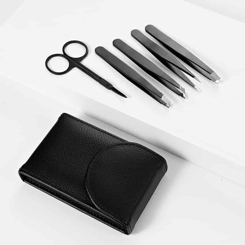 Black Eyebrow Tweezer Set with 5-piece Daily Beauty Tools for Hair Removal.jpg
